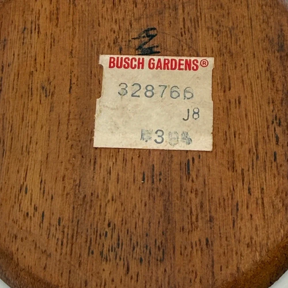 Vintage Busch Gardens Hand-Carved Bone Inlay Wood Coaster Set - 6 Floral